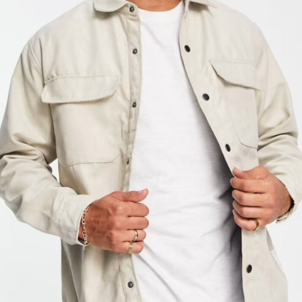 Jacket Tan Insulated Very Warm Pull&Bear faux suede trucker jacket